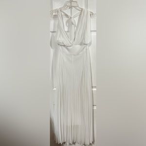 White sheer steam pleated long dress M